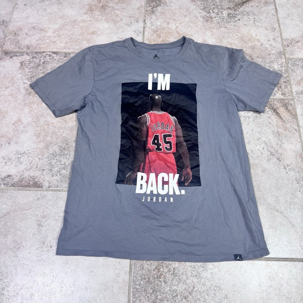 Jordan I'm Back #45 Nike Air Gray Shirt‎ Mens Medium Short Sleeve Basketball